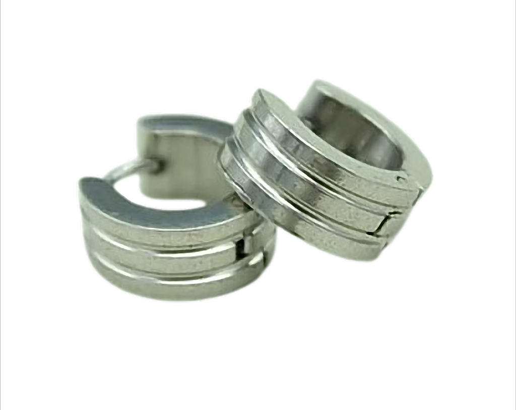 Groove Classic  Creolen Edelstahl mit Rillenstruktur – Ø 15 mm, 6 mm breit