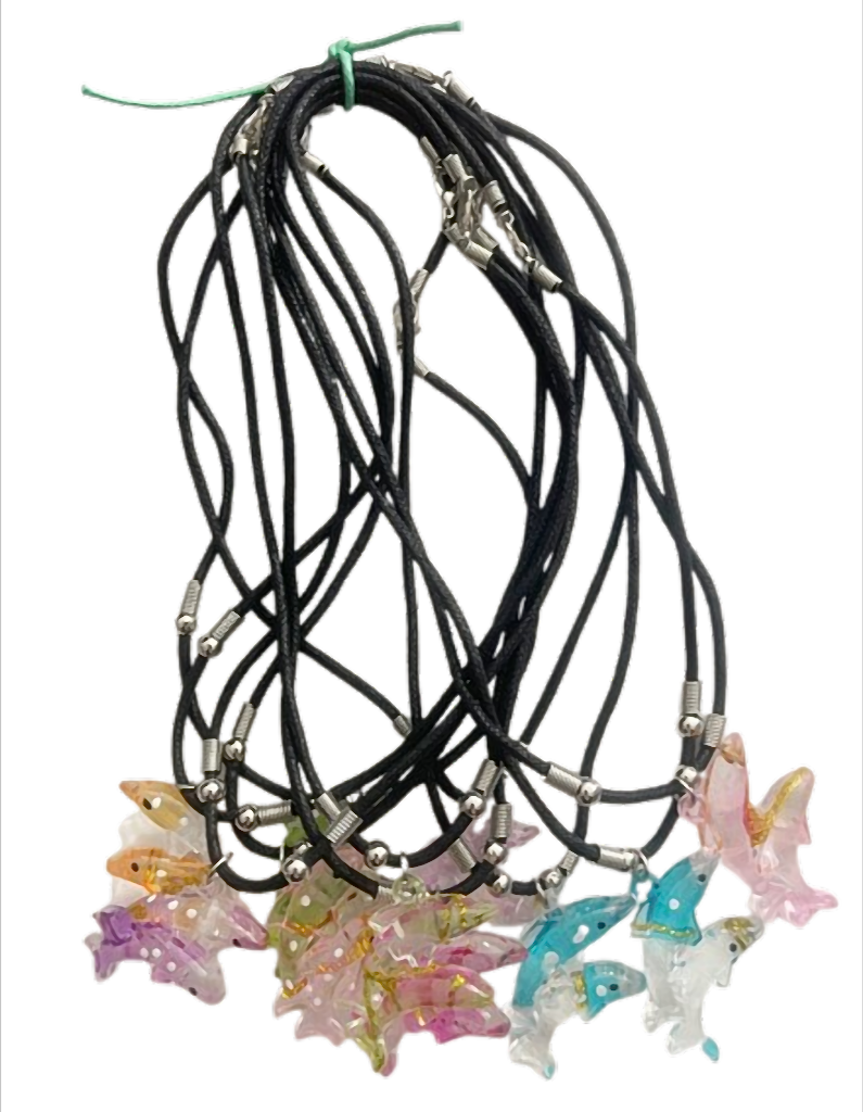 Doppel-Delphine transparent, gemischte Farben, ca. 4,1 x 2,9 cm