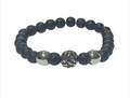 Skull Core Lava  Armband mit Lavasteinkugeln und Totenkopf-Kugel aus Edelstahl