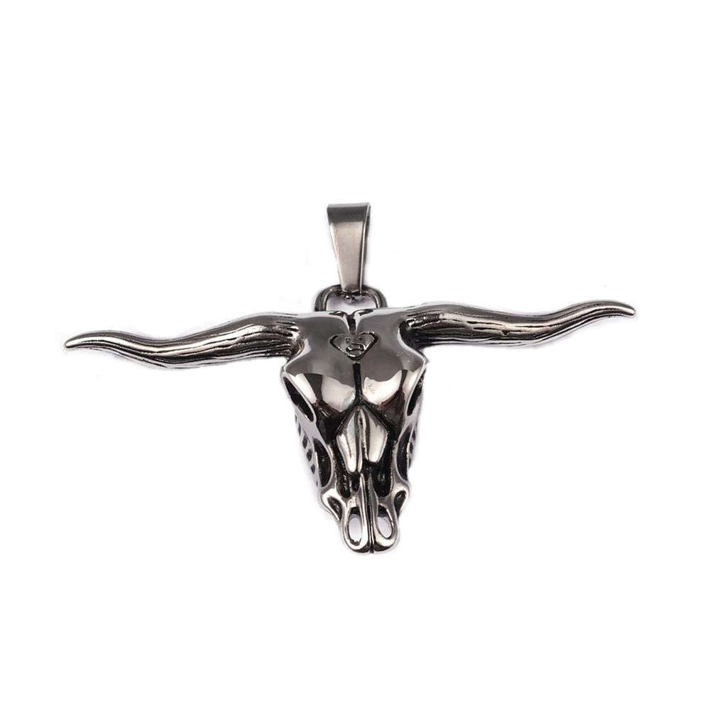 Anhänger Kettenanhänger aus Edelstahl 316 Skull Longhorn Schädel Büffel