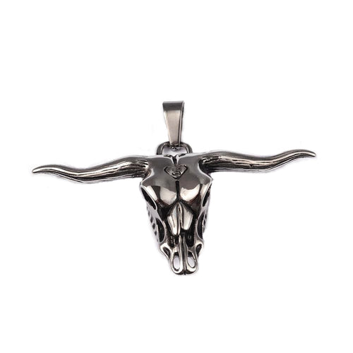 Anhänger Kettenanhänger aus Edelstahl 316 Skull Longhorn Schädel Büffel