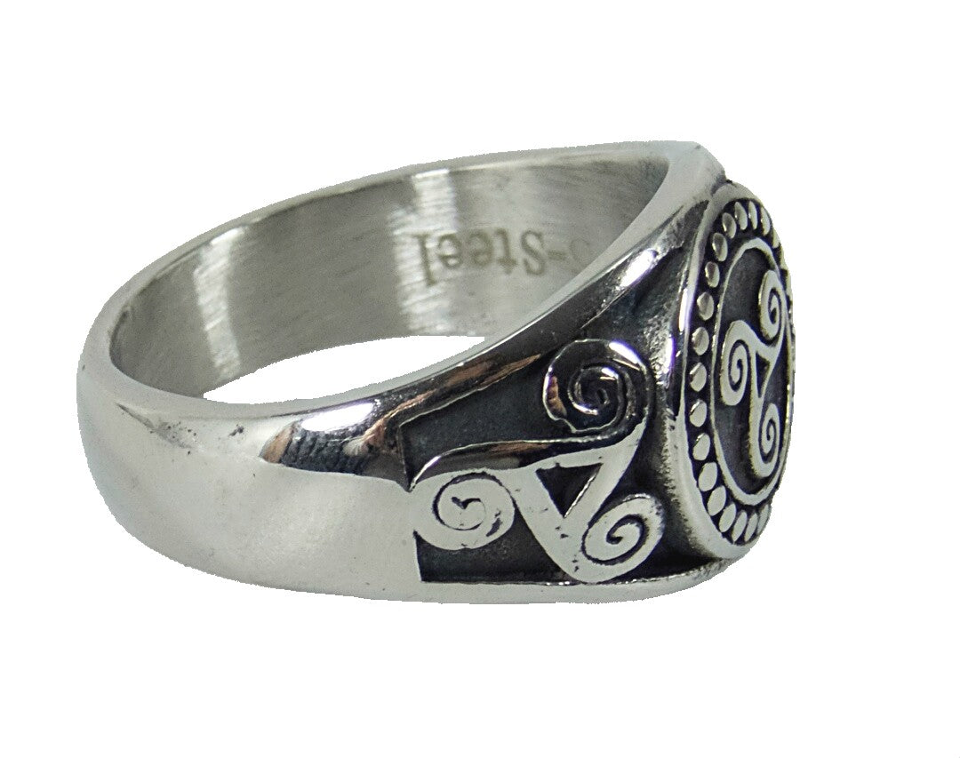 Ring Fingerring Edelstahl Triskele Siegelring Odin Biker Rocker