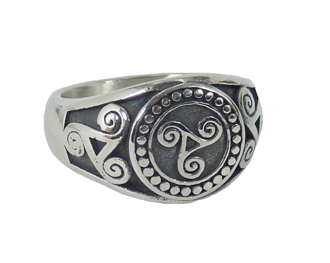 Ring Fingerring Edelstahl Triskele Siegelring Odin Biker Rocker