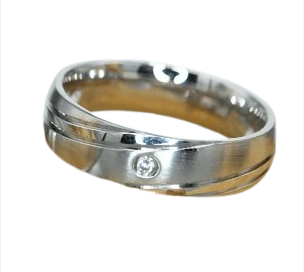 Steel Spark Classic Ring Bandring Partnerring mit Zirkonia Edelstahl,  6 mm
