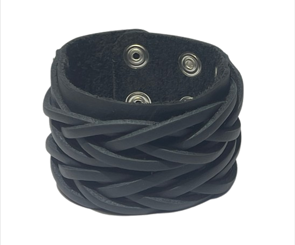 Nordic Wrap Breites Lederarmband geflochten – verstellbar
