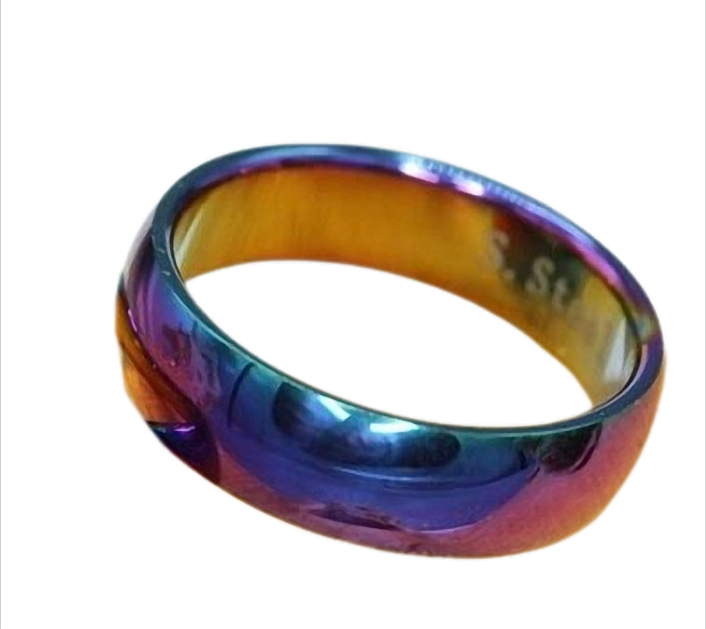 Rainbow Glow Ring Bandring Partnerring Regenbogenfarben Edelstahl, 6 mm breit