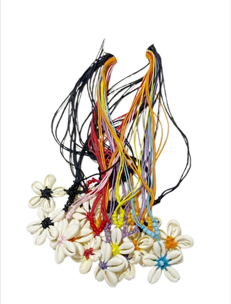 Muschelkette Blume am Wachsband