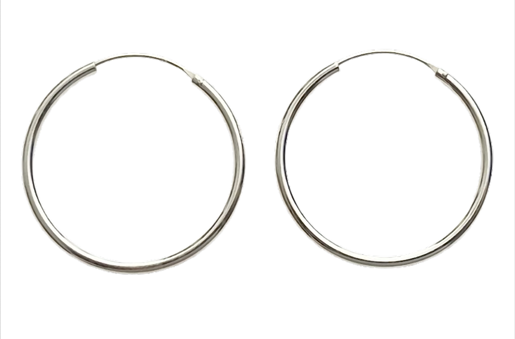 Silver Classic Hoops Creolen 925 Sterling Silber – 2 mm Stärke, Ø 8 bis 70 mm