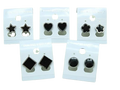 Ohrringe Stecker Edelstahl schwarz emailliert 12 Paar sortiert