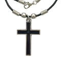Schwarzes Kreuz Kette mit Anhänger am Wachsband