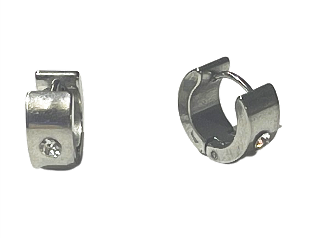 Edge Spark  Creolen Edelstahl mit Zirkonia – Ø 13 mm, 6 mm breit