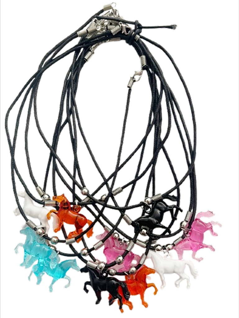 Bunte Pferde transparent, gemischte Farben, ca. 2,6 x 4 cm