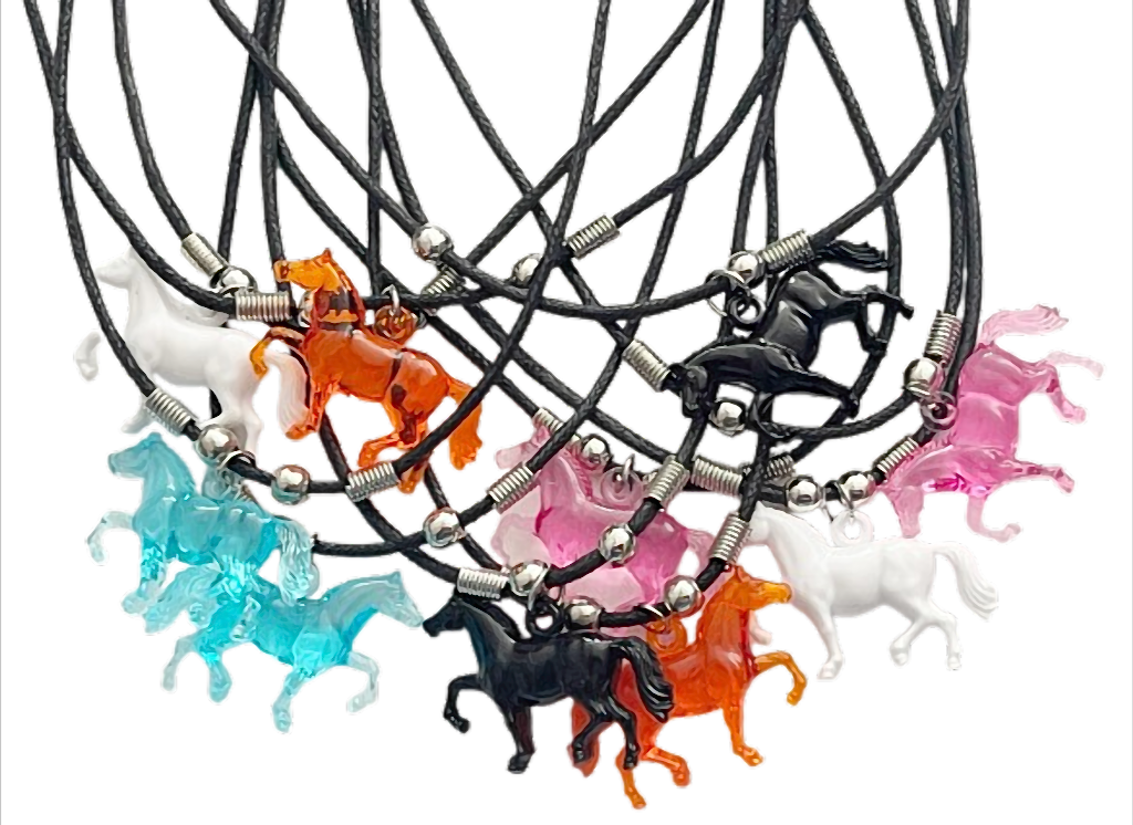 Bunte Pferde transparent, gemischte Farben, ca. 2,6 x 4 cm