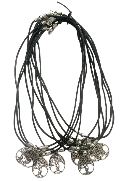 Kette mit Lebensbaum-Anhänger am Wachsband – 48 cm
