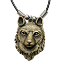 Kette mit goldenem Wolfskopf-Anhänger am Wachsband – 48 cm