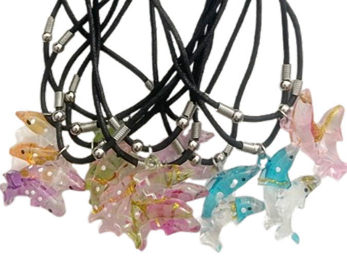 Doppel-Delphine transparent, gemischte Farben, ca. 4,1 x 2,9 cm