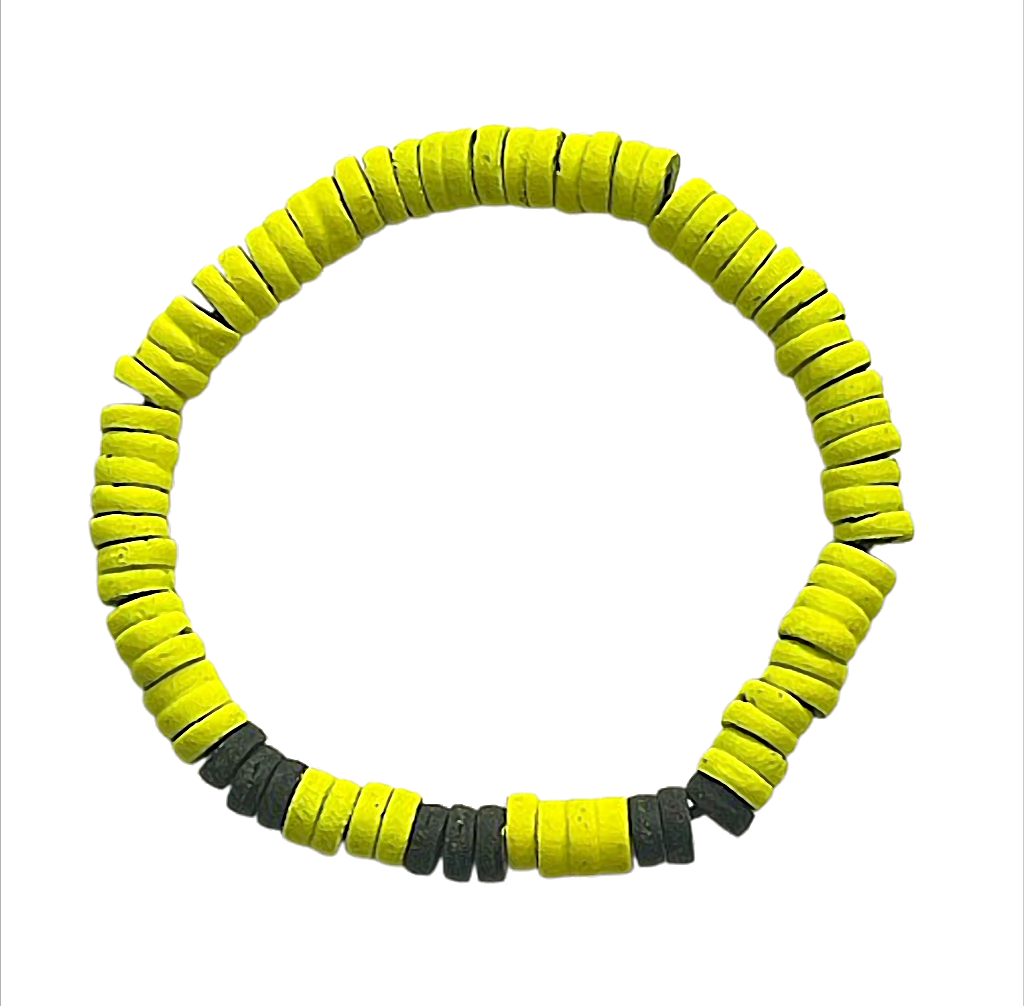 Heishi Kette Armband aus Kokos – Stretch Neon/Schwarz