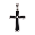 Midnight Faith Cross Kreuz-Anhänger Edelstahl mit schwarzer Einlage und Zirkonia