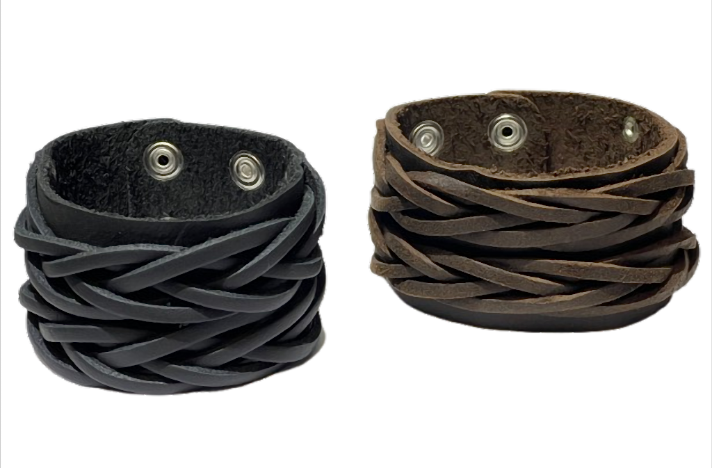 Nordic Wrap Breites Lederarmband geflochten – verstellbar