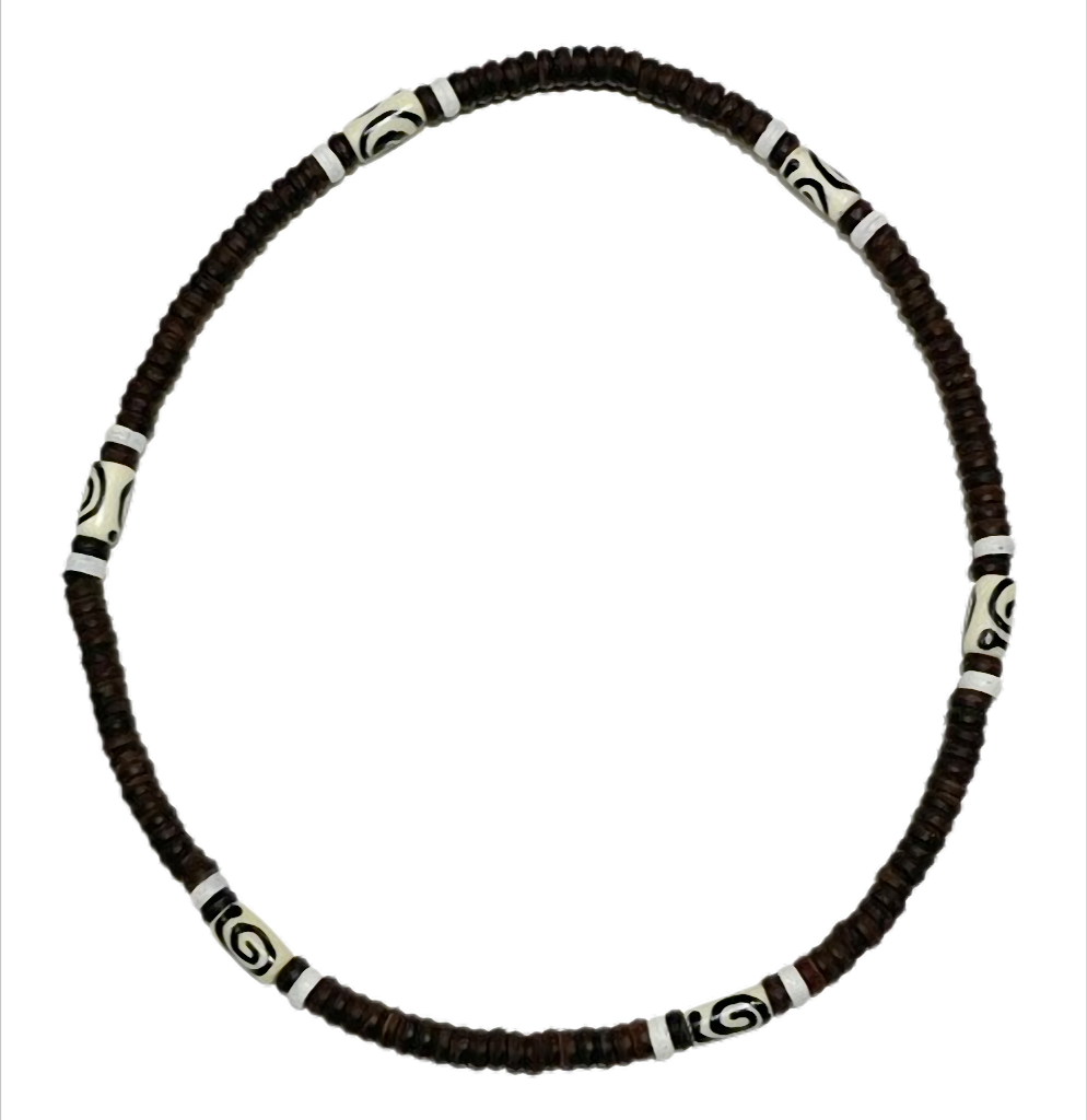 Tribal Coconut S Heishi Halskette mit Tribal Perlen Stretch Kette Natur Schmuck