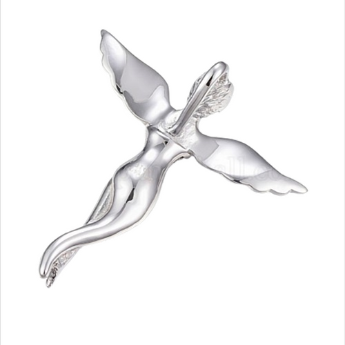 Angel Grace Steel Engel Anhänger aus Edelstahl mit Zirkonia – 49,5 × 45 × 13 mm