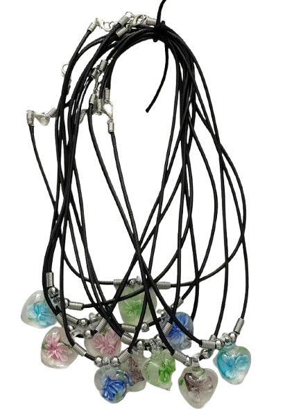 Leuchtendes Herz mit Blume Anhänger – Wachsband 48 cm