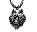 Wolfskopf Kette mit Anhänger am Wachsband