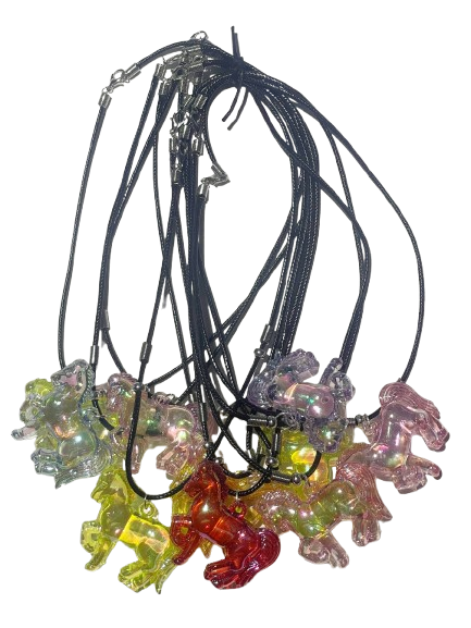 Schillernde Pferde transparent, gemischte Farben, ca. 43 x 45 mm