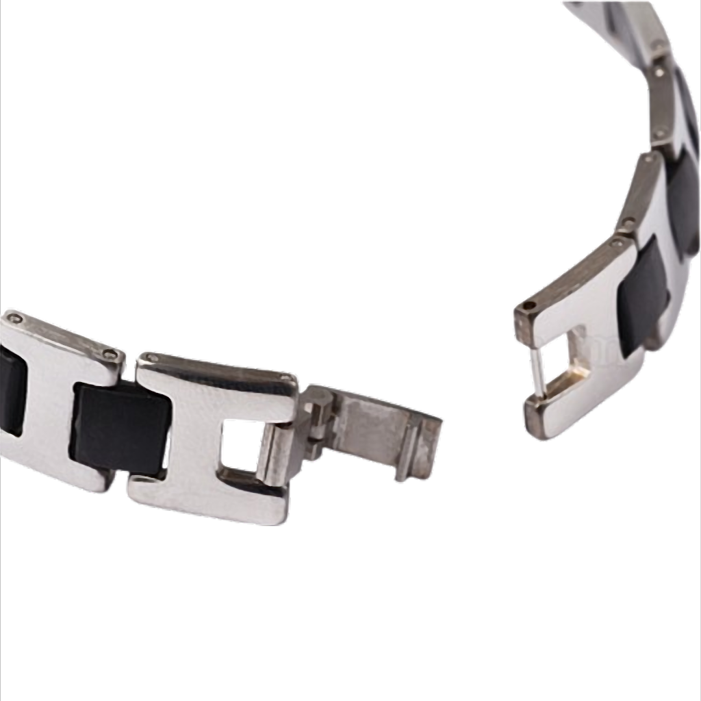 Urban Steel ID Edelstahl-Armband mit schwarzer Einlage und Gravurplatte 20,5 cm