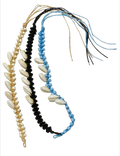 Armband Muschel und Perlen am Wachsband farblich gemischt