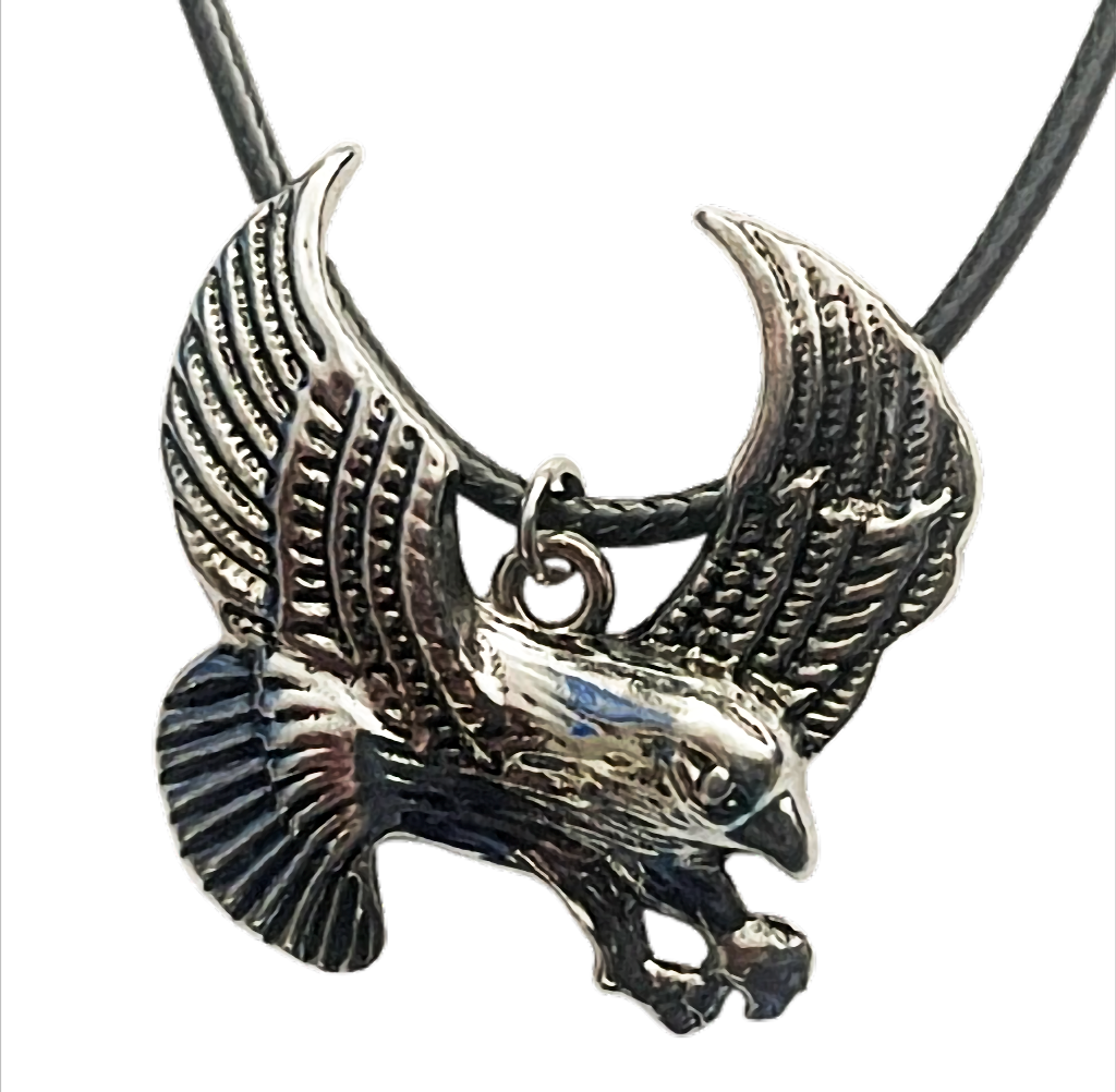 Kette mit angreifendem Adler am Wachsband – 48 cm