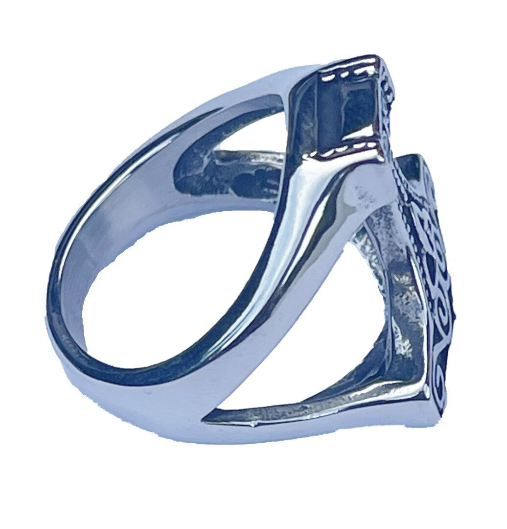 Thorshammer-Ring aus Edelstahl – 23 mm Frontbreite Hammer des Thor Biker Rocker