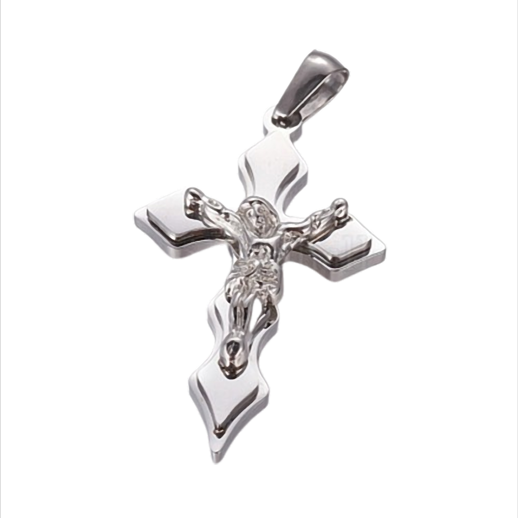 Sacred Contrast Cross Kreuz-Anhänger mit Christusfigur aus Edelstahl