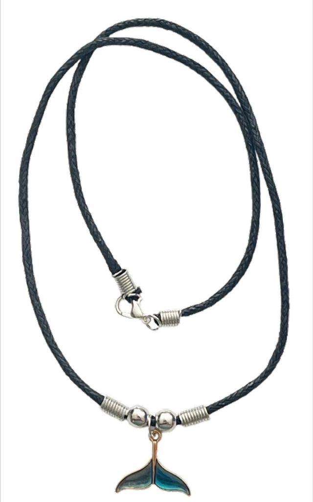 Walflosse Blau am Wachsband – 48 cm