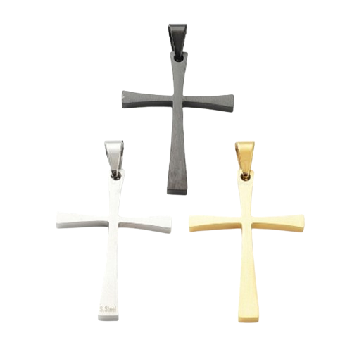 Classic Faith Steel Kreuz-Anhänger aus Edelstahl Silber / Gold o. Schwarz