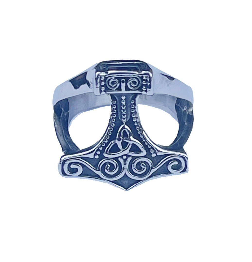 Thorshammer-Ring aus Edelstahl – 23 mm Frontbreite Hammer des Thor Biker Rocker