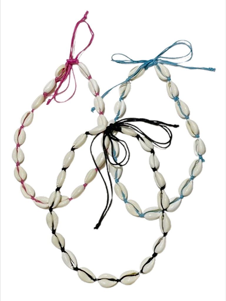 Ocean Spirit Shells Muschelkette Kauri Muscheln auf Wachsband Schwarz Blau Pink