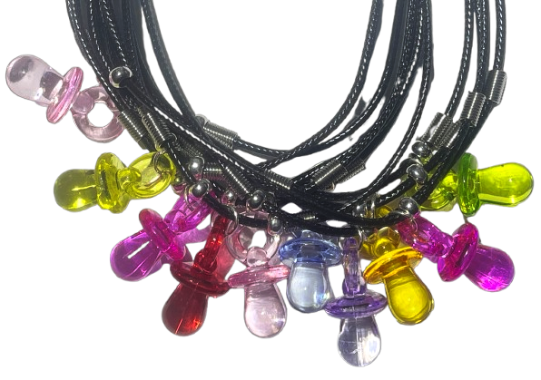Schnuller transparent, gemischte Farben, ca. 15 x 31 mm