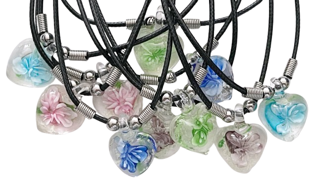 Leuchtendes Herz mit Blume Anhänger – Wachsband 48 cm