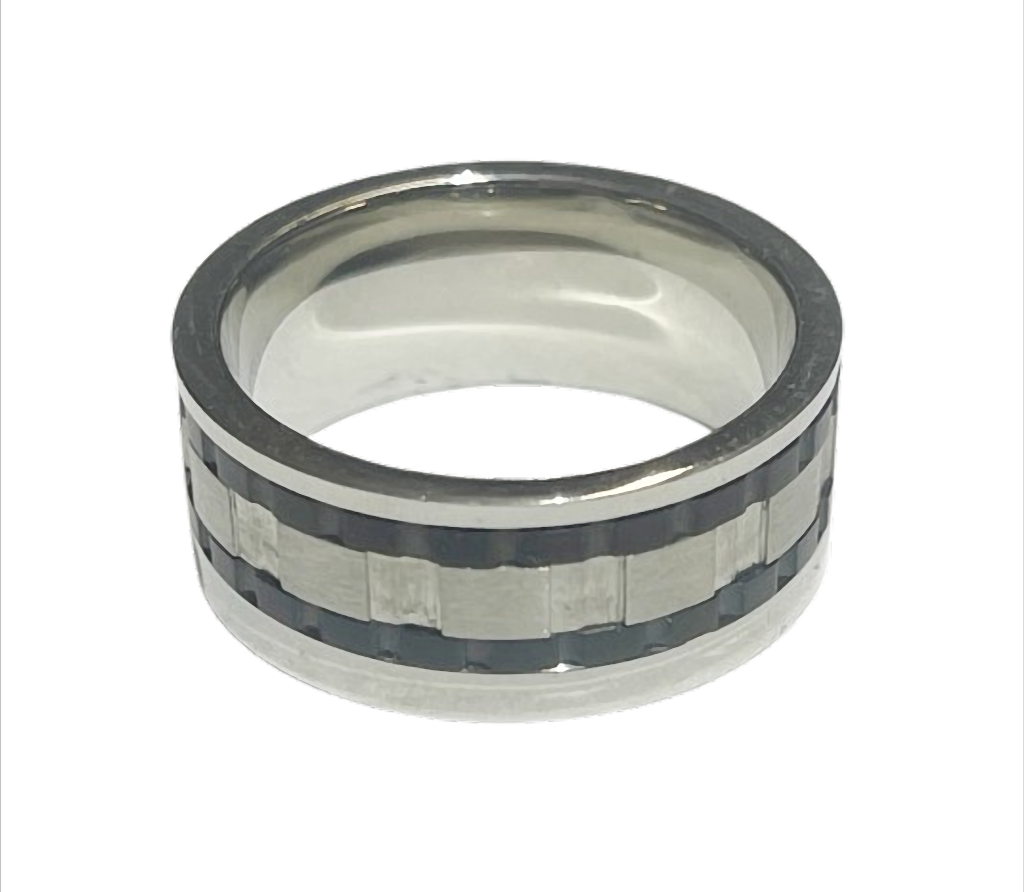 Steel Motion Spinning Ring aus Edelstahl – Drehring mit schwarzem Streifen 10 mm