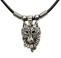 Wolfskopf Kette mit Anhänger am Wachsband