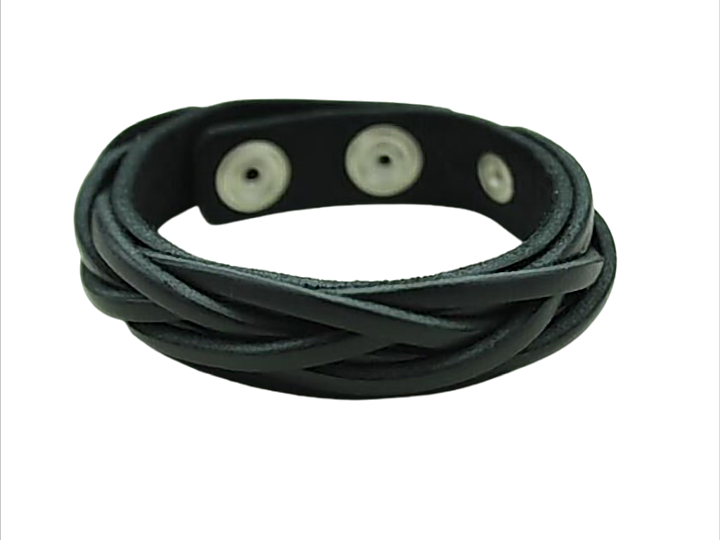 Nordic Weave Lederarmband geflochten, verstellbar – 1,5 cm breit