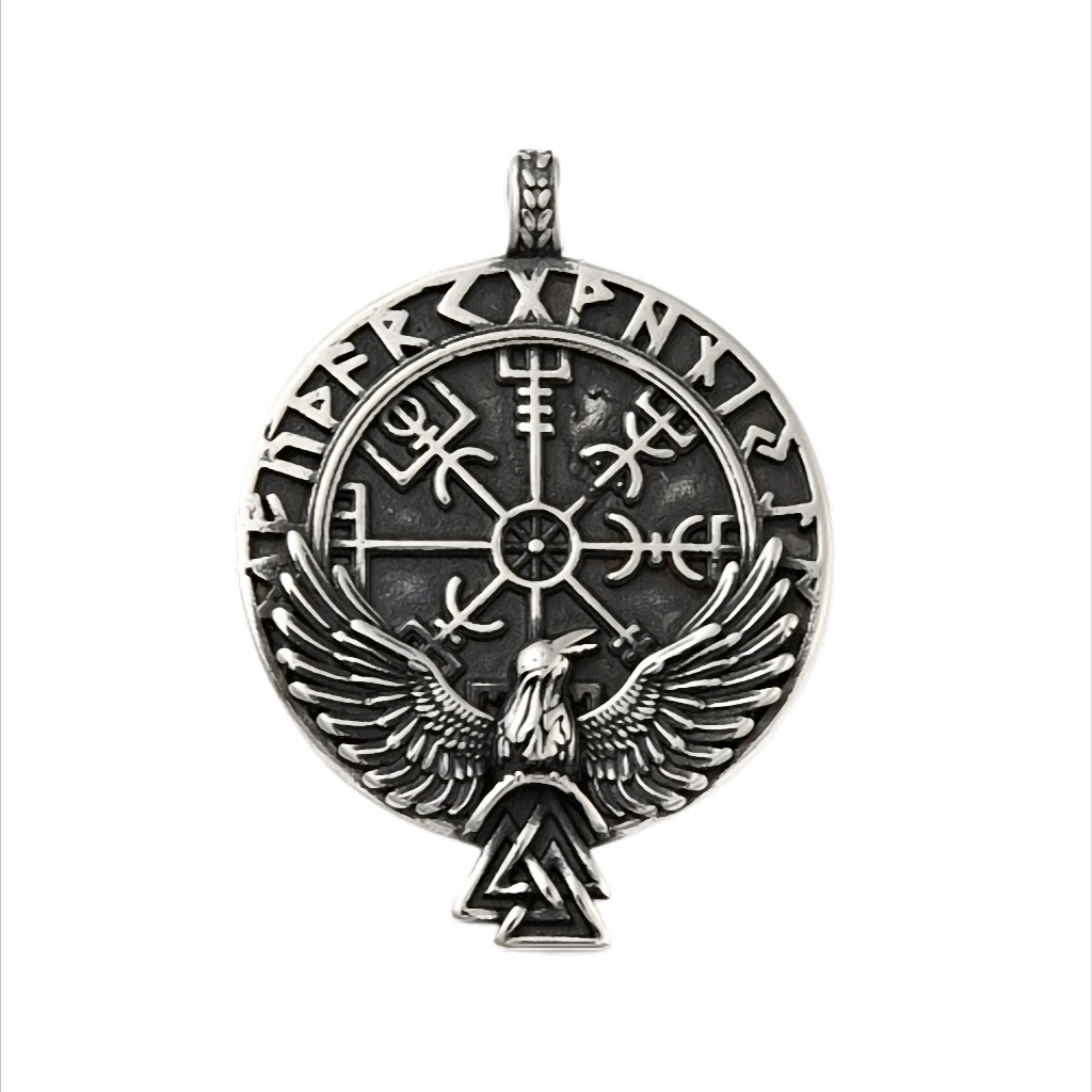 Runenrabe Valdr Kettenanhänger aus Edelstahl – beidseitig graviert