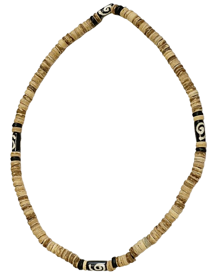 Heishi Armband oder Kette aus Kokos – Stretch natur