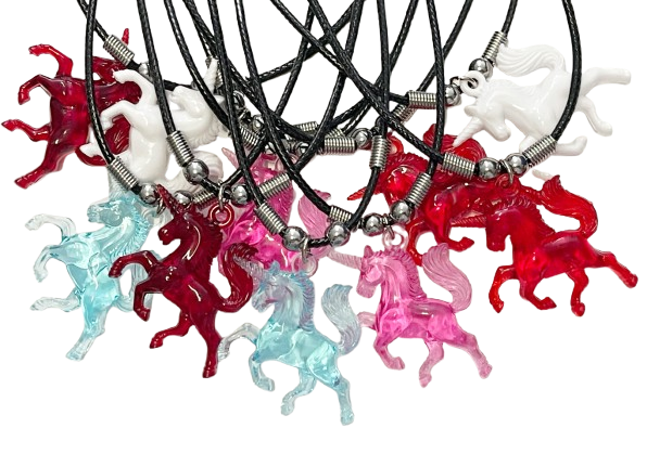 Bunte Einhörner transparent, gemischte Farben, ca. 3,7 x 4,5 cm