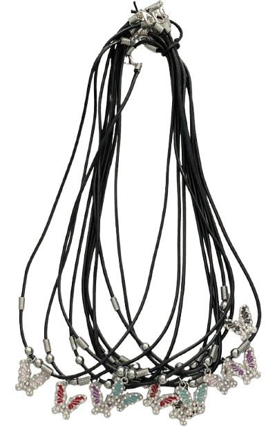 Schmetterlinge mit Strass Kette am Wachsband