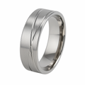 Steel Wave  Ring Bandring Partnerring mit geschwungenen Rillen Edelstahl, 8 mm