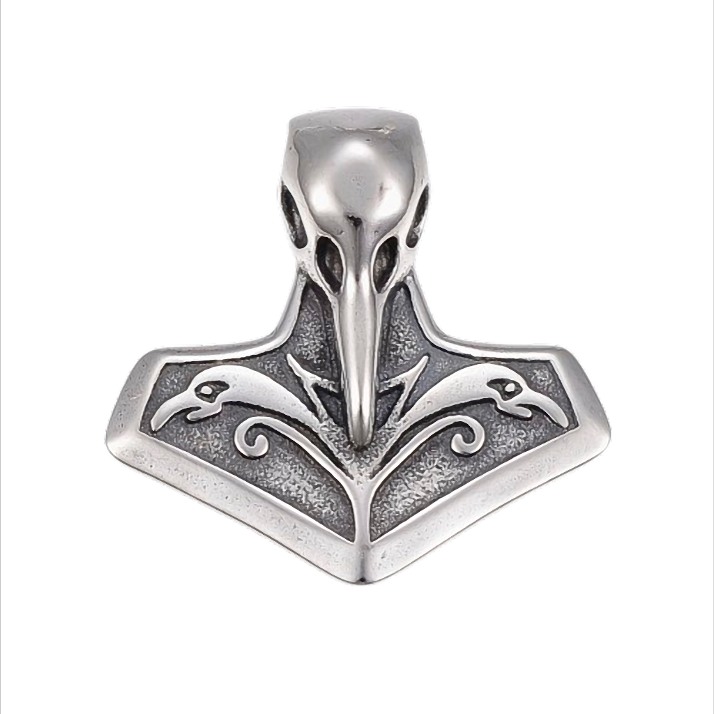 Raben-Mjölnir Edelstahl Kettenanhänger  34 x 33,5 x 8 mm, Bohrung 4 mm