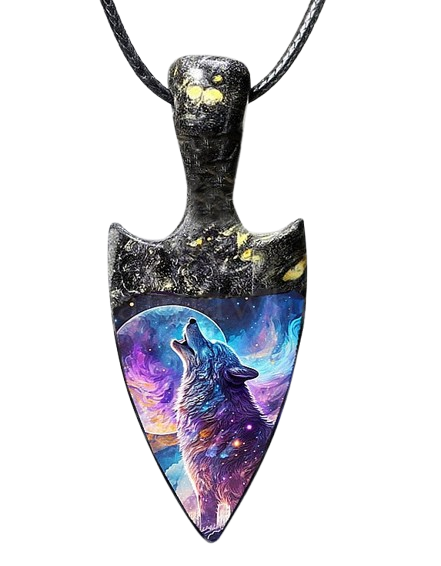Lunar Wolf – Night Spirit Kette Wolf Anhänger – Wachsband 43 + 5 cm – Fantasy