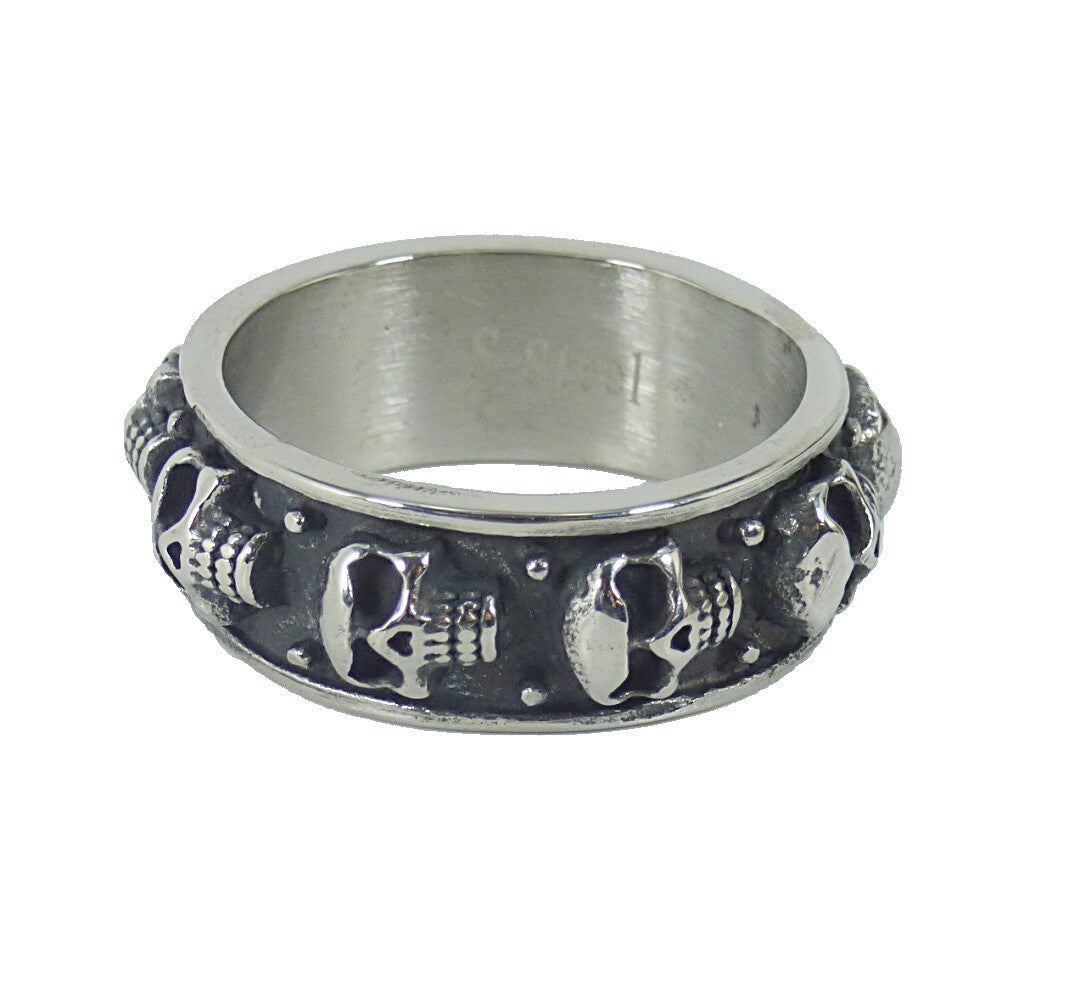 Ring Fingerring Bandring Edelstahl Totenkopf Biker Rocker